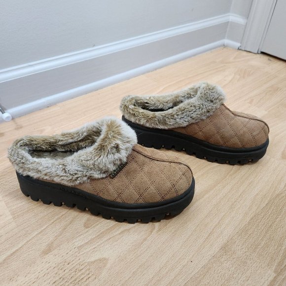 Skechers Shoes - Skechers Shindigs Fortress Brown Suede Fur Mule Clog Slip On Y2K Shoes Womens 7